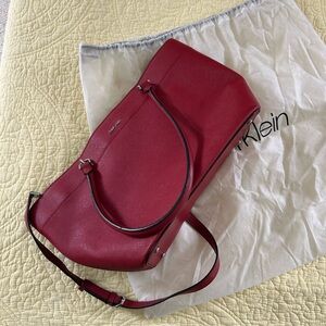 Calvin Klein Red Shoulder Bag with Luxurious Leather